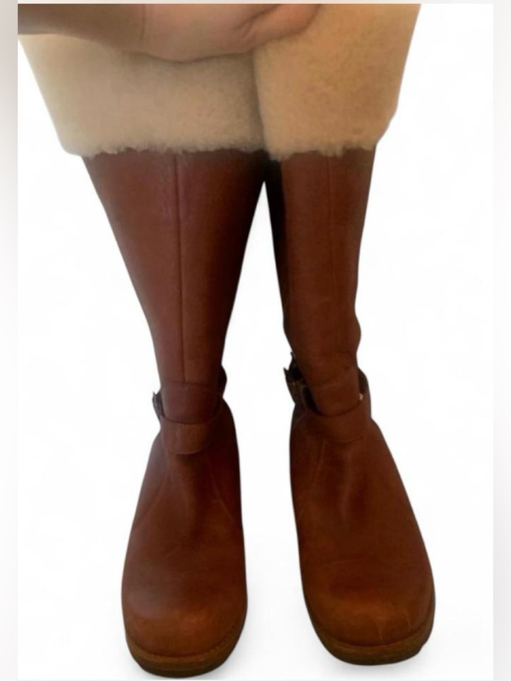 Ugg Women's Knee-High Shearling-Lined Leather Boots - Brown